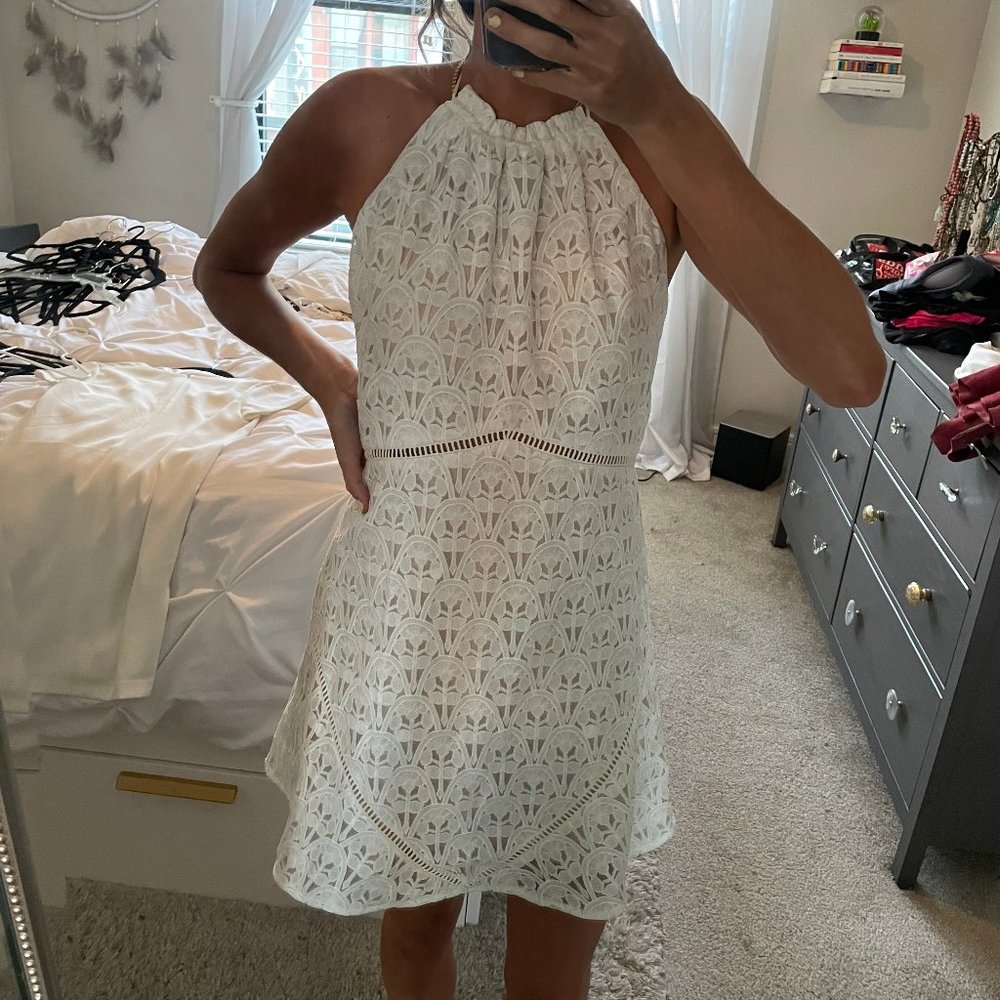 J.O.A. crochet halter neck dress